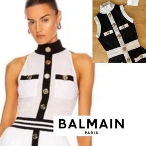 NEW Balmain Paris Navy knit body con dress, XS,